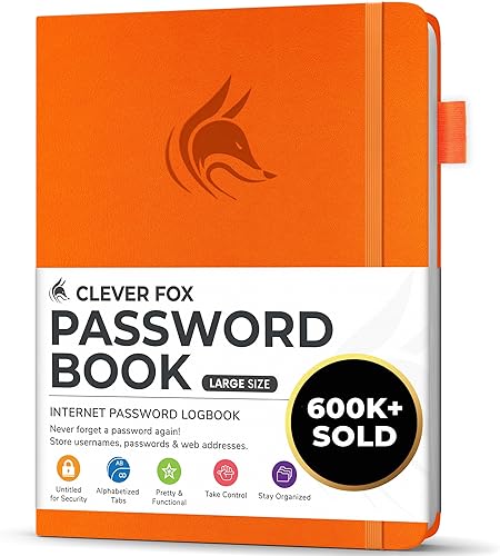 Miniatura 210 de Clever Fox - Libreta de contraseñas con pestañas alfabéticas, organizador de direcciones de Internet, tamaño pequeño de bolsillo, para inicios de
