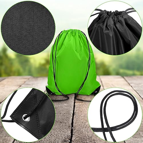 Miniatura 4 de 60 mochilas con cordón a granel, bolsas con cordón para deportes, gimnasio, viajes, gimnasio, yoga, suministros de almacenamiento, Rojo, negro