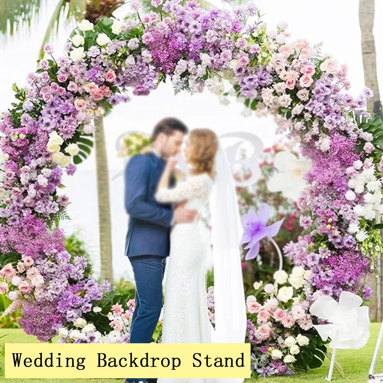 Supporto per arco nuziale dorato, 2,4 m, in metallo, per giardino o feste, arco rotondo per matrimoni, compleanni, lauree, baby shower