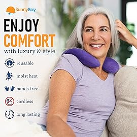SunnyBay Microwave Heating Pad, Microwavable Heated Neck Pillow for Moist Hot Therapy, Heated Neck and Shoulder Wrap with Wheat Filling and Washable Cover, Purple, 2.5 lbs,12x2x2