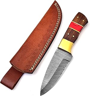 Wood Handle Damascus Knife Made Of Remarkable Damascus Steel -Best Hunting Knife with Sheath TJ104 - SharpWorld