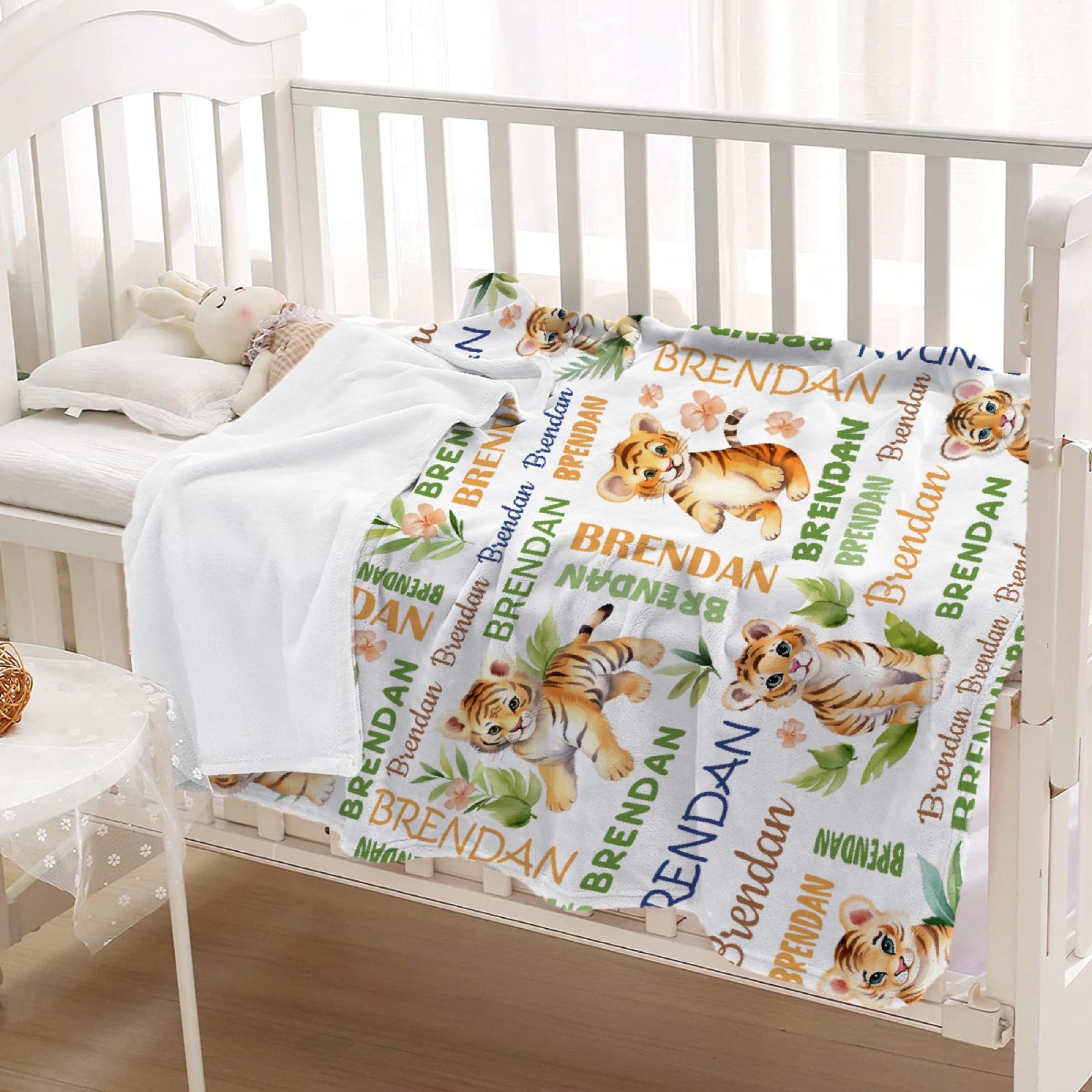 Tiger Custom Baby Blanket for Boys Girls Personalized Name Blanket Soft Flannel Custom Throw Blankets for for Couch Bed Practical Gifts X-Small 40×30in for Toddlers
