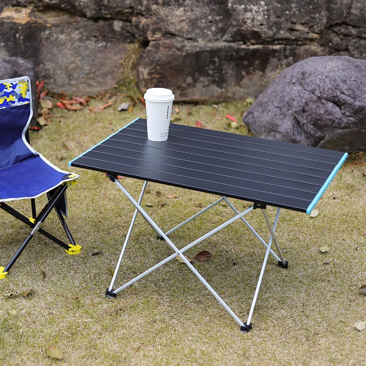 Generisch Tragbarer Klapptisch – Höhenverstellbar, ausziehbar, leichtes Aluminium, kompaktes Design, platzsparend für Picknick, Camping, Reisen und Essen