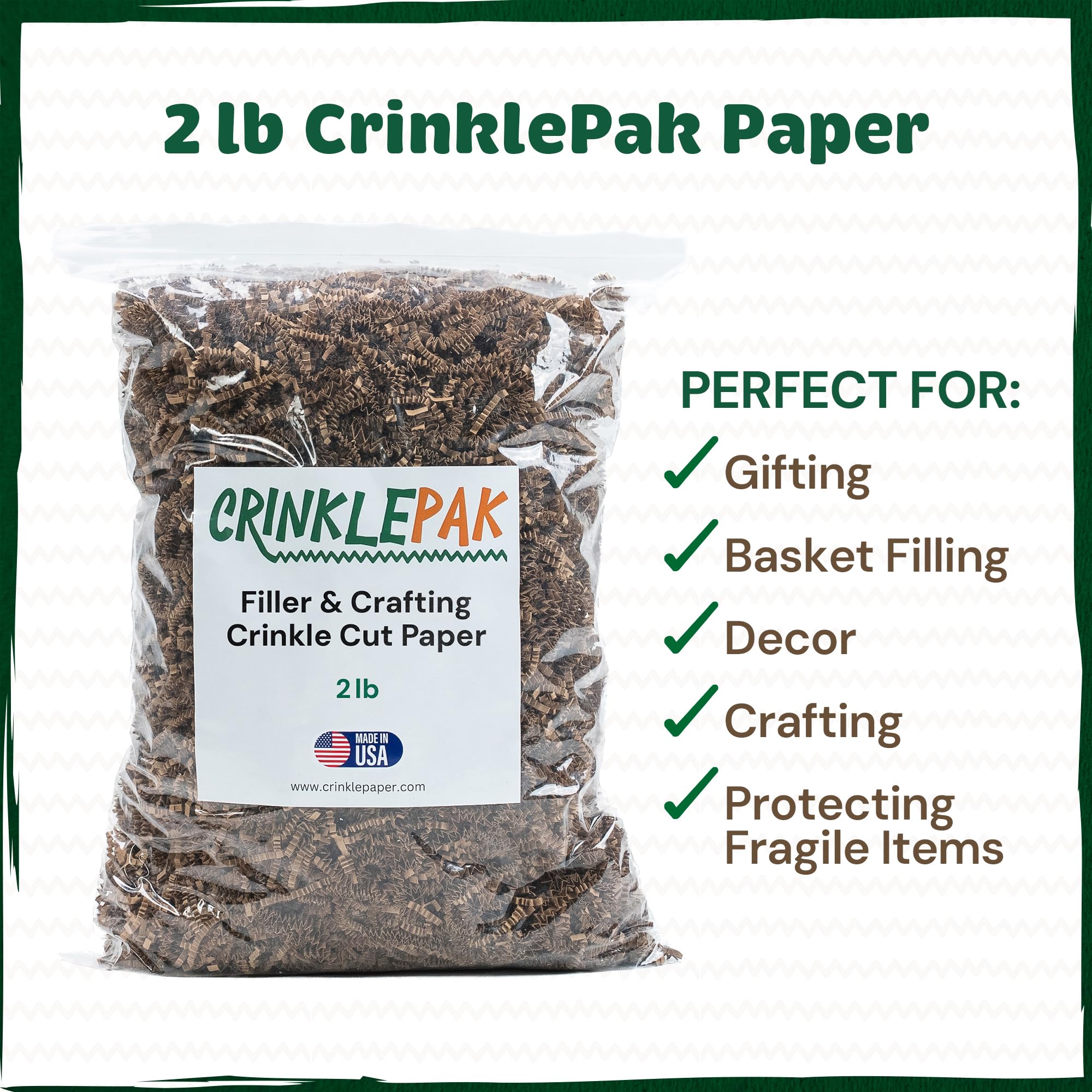 CrinklePak Wypełniacz papieru kraftowego o wadze 0,9 kg do koszy prezentowych, pudełek i na każdą okazję