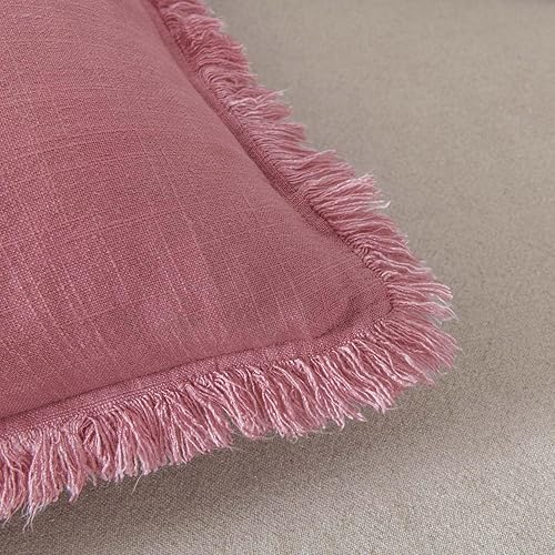 Miniatura 6 de ATLINIA Funda de Almohada Decorativa - Funda de Almohada de Lino de 20x20 Pulgadas Decorativa Estilo Granja Bohemio con Flecos Funda de Cojín para