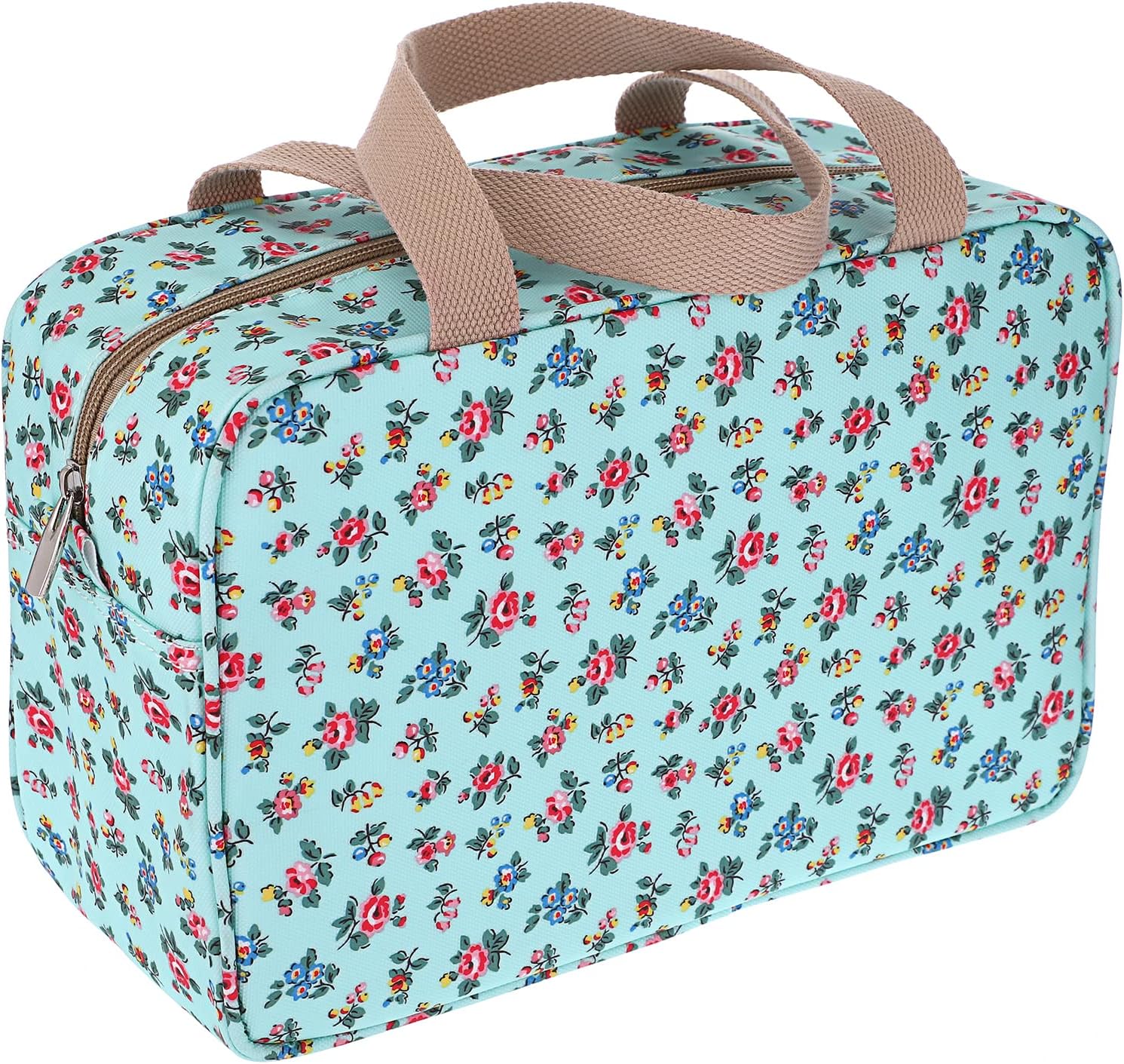 IGNPION Woman Large Travel Toiletry Bag Waterproof Wash Bag Make up Organizer Bag Cosmetic Bag Swimming Gym Bag (Blue Small Flower)