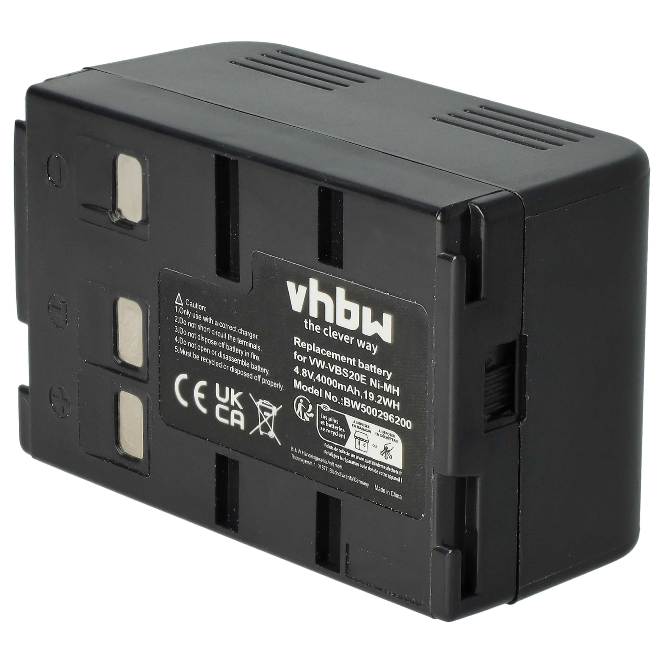 vhbw 2x batteria sostituisce Panasonic HHR | V211, VW-VBH10E, HHR-V212, P-V212, PV211 per videocamera camcorder (4000mAh, 4,8V, NiMH)