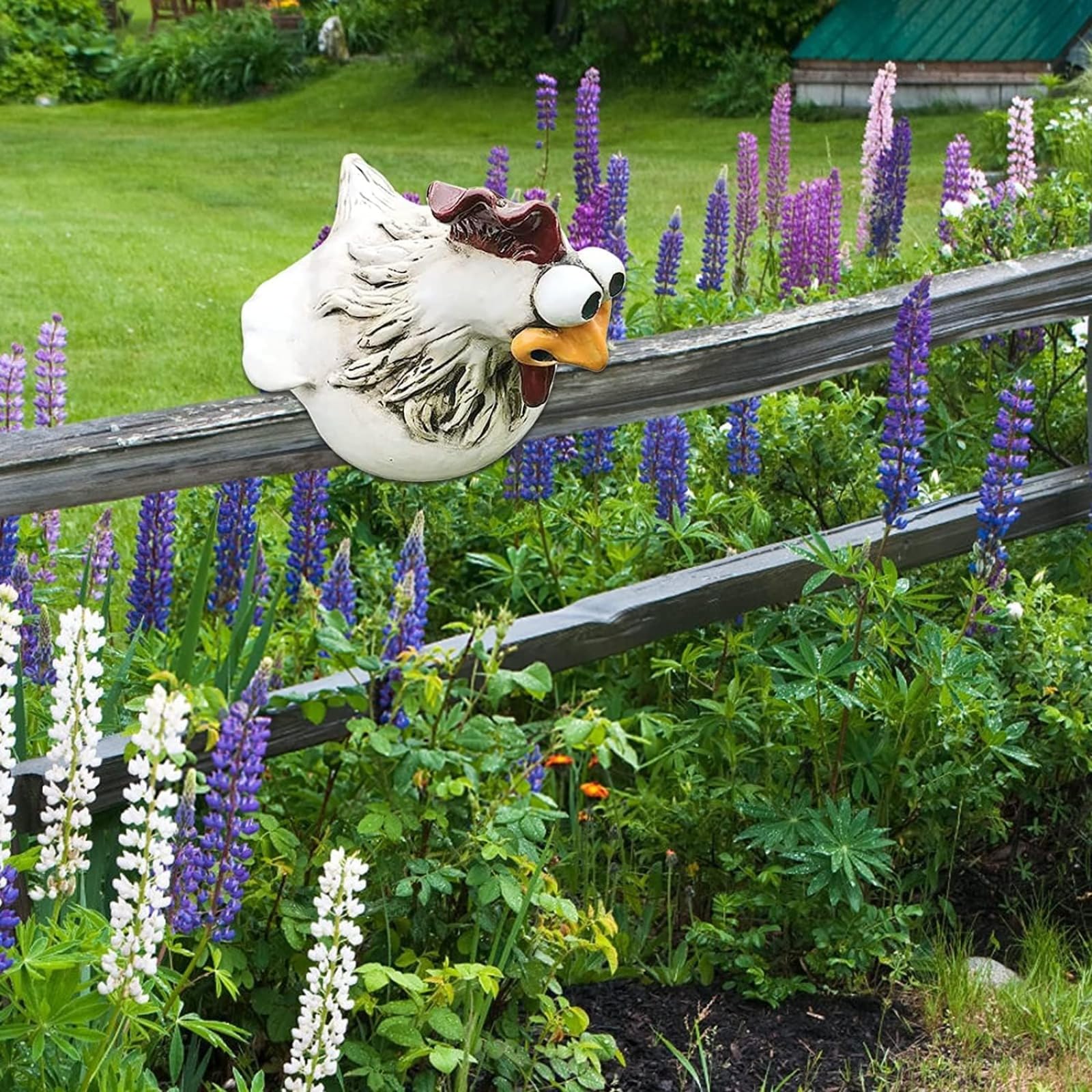 Decoración de Jardín de Resina - Diseño de Gallina, Figura de Animal, Estatuas (3 Unidades)