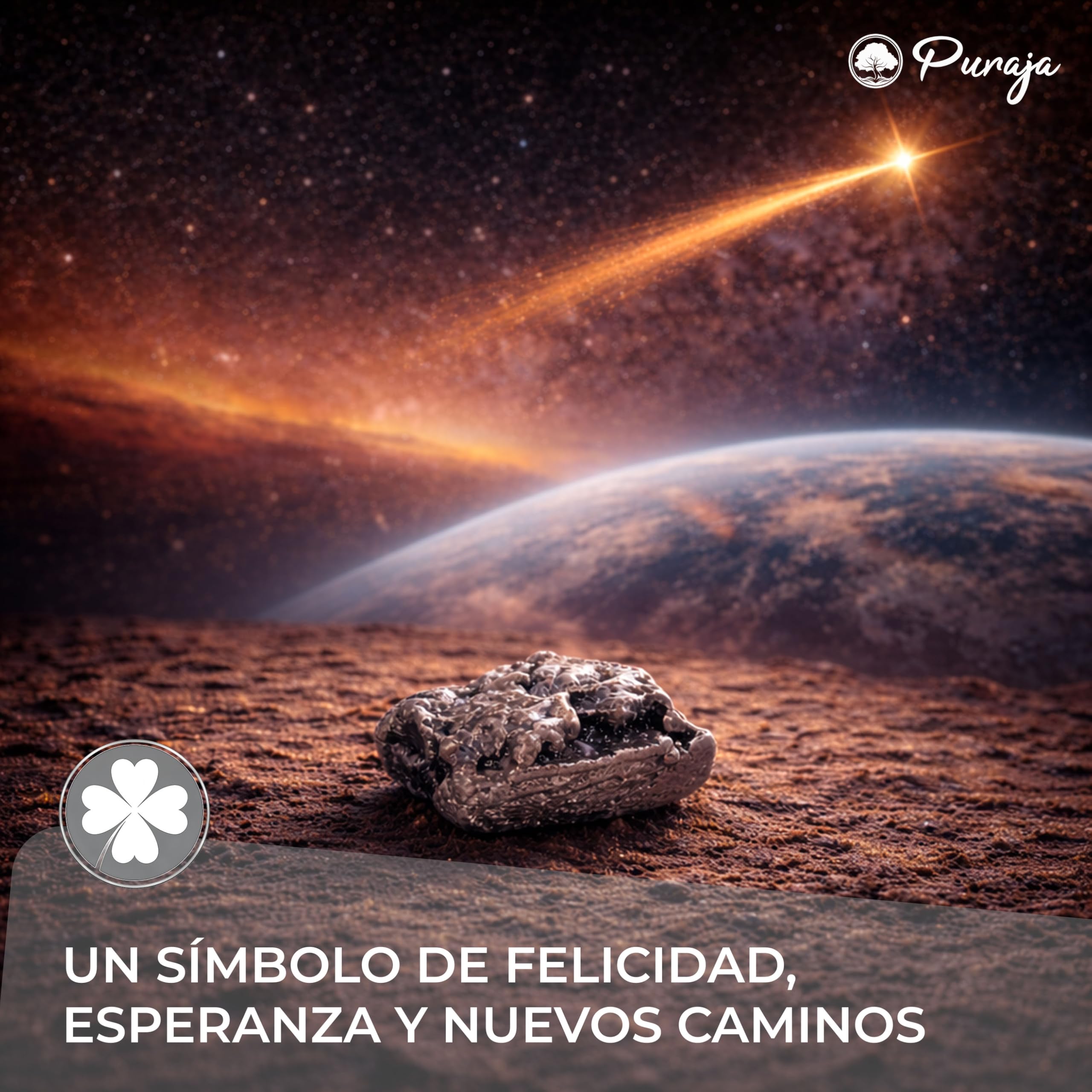 PURAJA Meteorito Estrella fugaz auténtica con Certificado | Regalo para cumpleaños, Bodas, Aniversarios | Amuleto de la Suerte