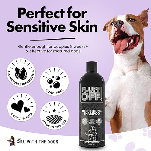 Miniatura 6 de Fluff Off! by Girl With The Dogs, Champú natural para perros y gatos, 16 onzas, fabricado en Estados Unidos, 8 semanas +