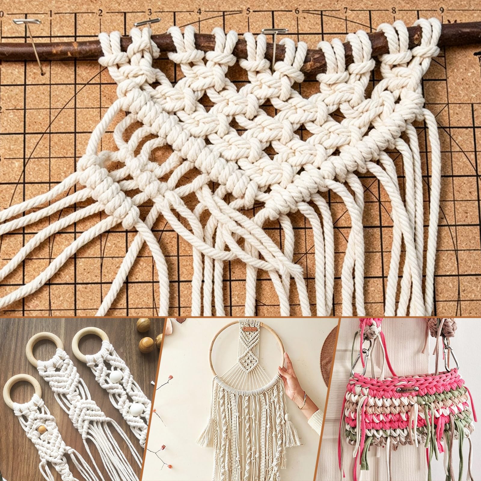 Macrame Board Set, 30x40 cm Macrame Board Stand e Pins, Tavola da Progetto macramè Double Face con Istruzioni Tavola Intrecciata Riutilizzabile per Braccialetti Intrecciati