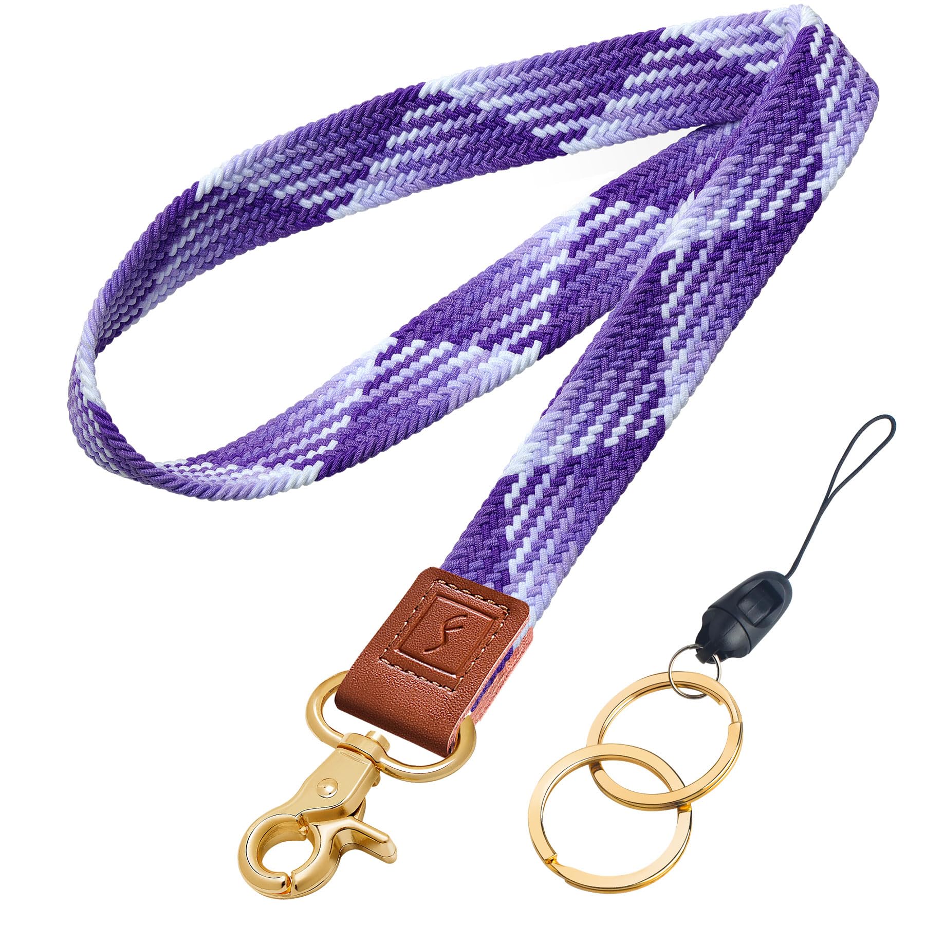 Fishent Stretchy Neck Lanyard, Cute Keychain Lanyard for Women Men Teacher, Long Lanyard for ID Badge Holder, Badge Lanyards for Keys Wallet Phone (Gradient Purple) — image 1