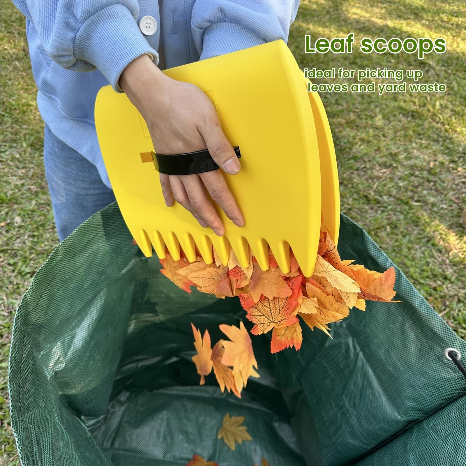 Rastrillo de jardín de 68 pulgadas para hojas, rastrillo de hojas de metal ajustable para césped, resistente, viene con cucharas de hojas grandes, rastrillos de mano de 16 galones, rastrillo