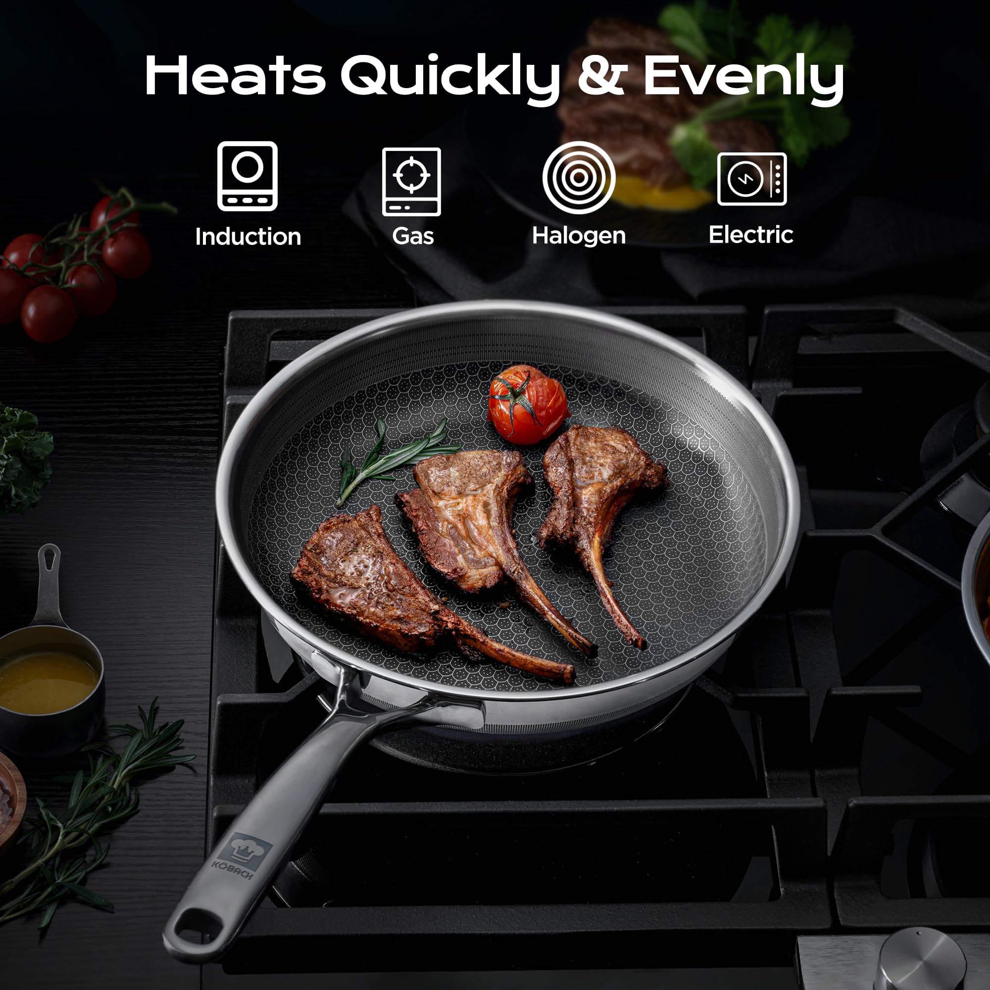 KOBACH 8in Nonstick Frying Pan - Stainless Steel Skillet