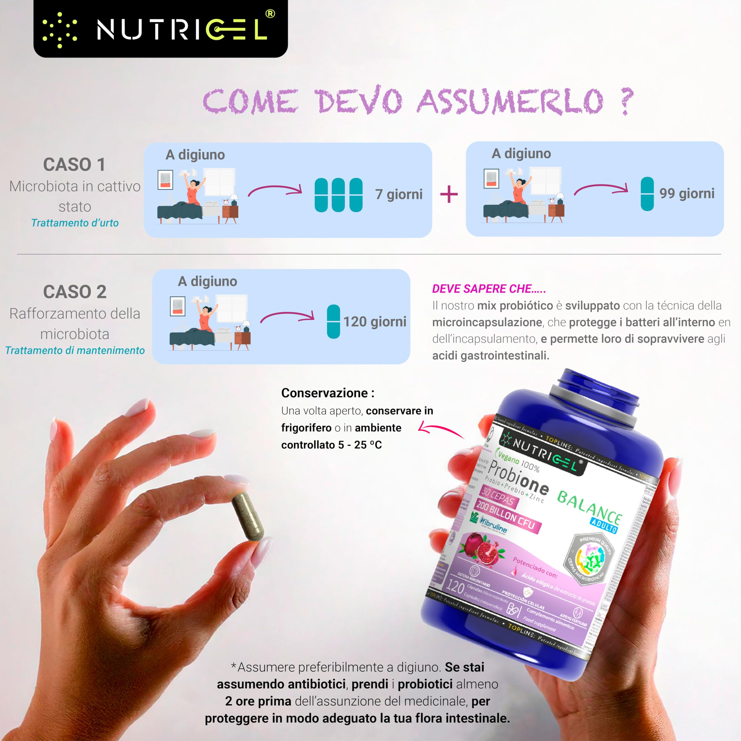Fermenti Lattici Probiotici | Probiotici per Intestino | 200 Miliardi UFC/giorno + 30 Ceppi | Fermenti lattici + Zinco, Inulina ed Estratto di Melograno | Massima Concentrazione | Vegano | 120 Capsule