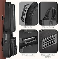 Vista 2 de CAHAYA Funda para Guitarra Acústica con Acolchado Grueso Impermeable Correa de Hombro Doble Ajustable Estuche de Guitarra Bolsa de Concierto 40 41