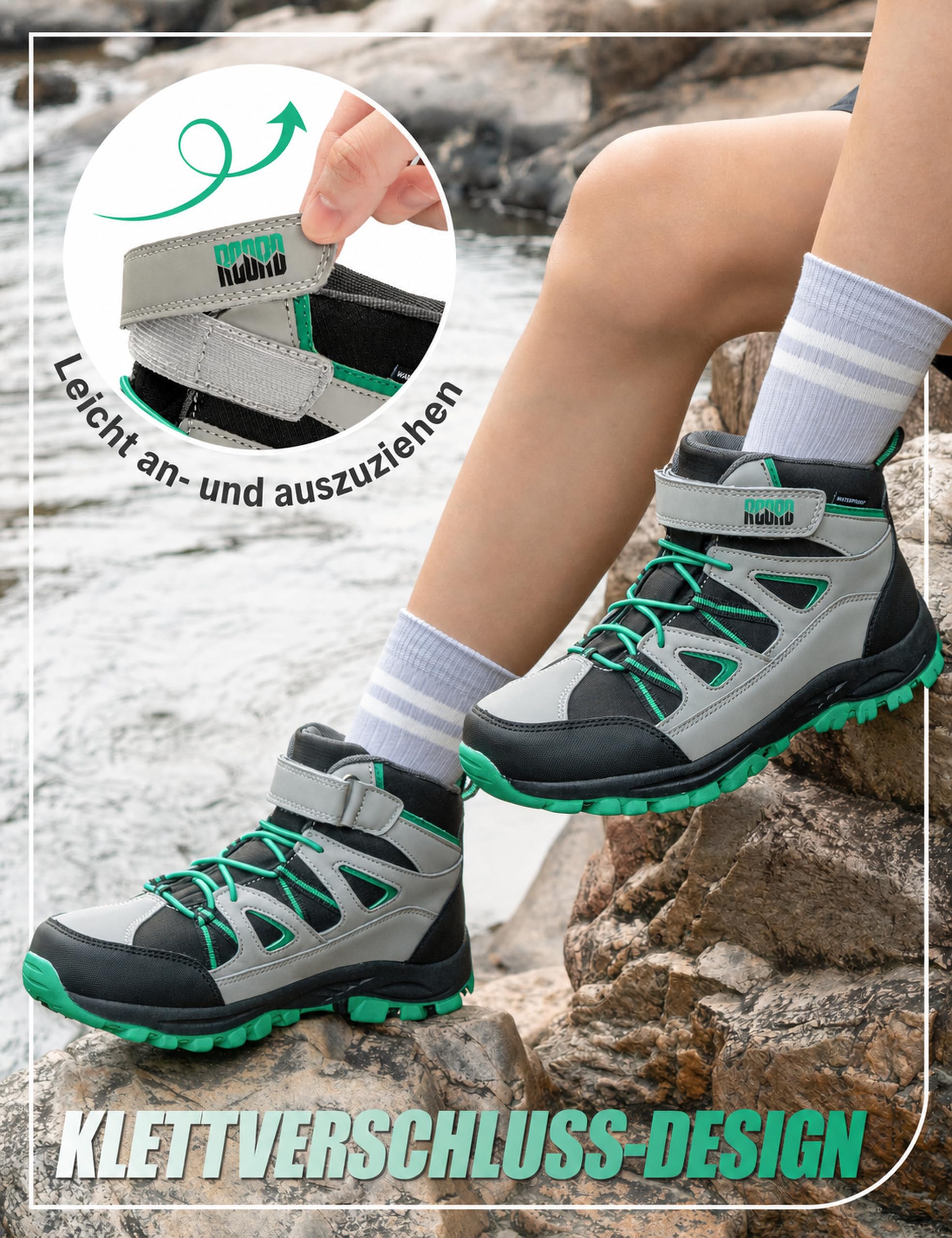 R CORD Scarpe da trekking per bambini, impermeabili, per attività all'aria aperta