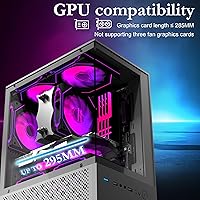 Vista 5 de Carcasa Micro ATX, carcasa MATX, ITX para PC con ventilador ARGB de 2 x 120 mm preinstalado, panel frontal y lateral de vidrio templado panorámico