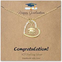 Presentes de formatura para sua faculdade 2025, colar com pingente de coração dourado, formatura de classe de 2025, presente de formatura inspirador, presentes de formatura de faculdade para sua irmã