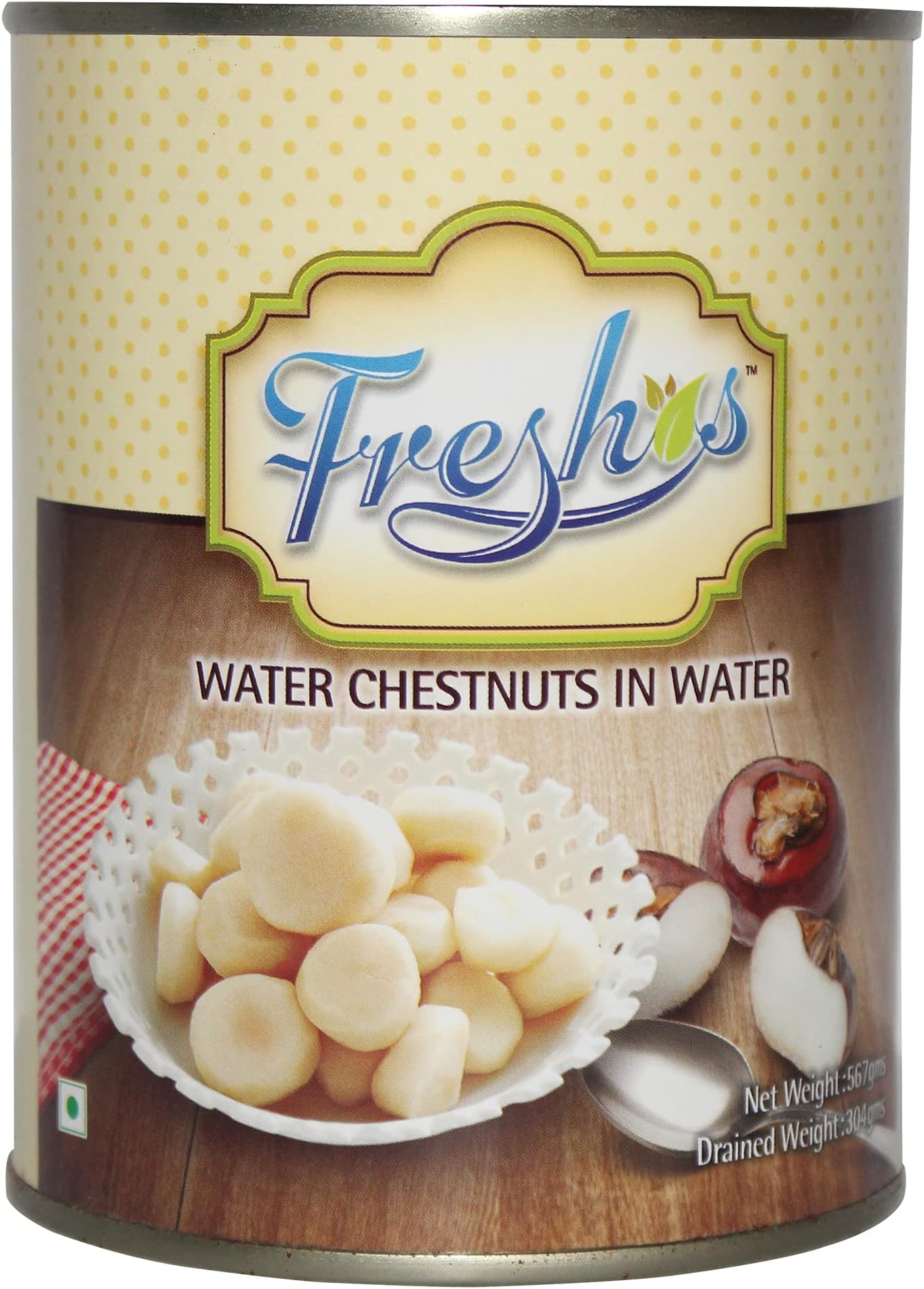 Water Chestnuts in Water, 567 g, Yellow & Brown