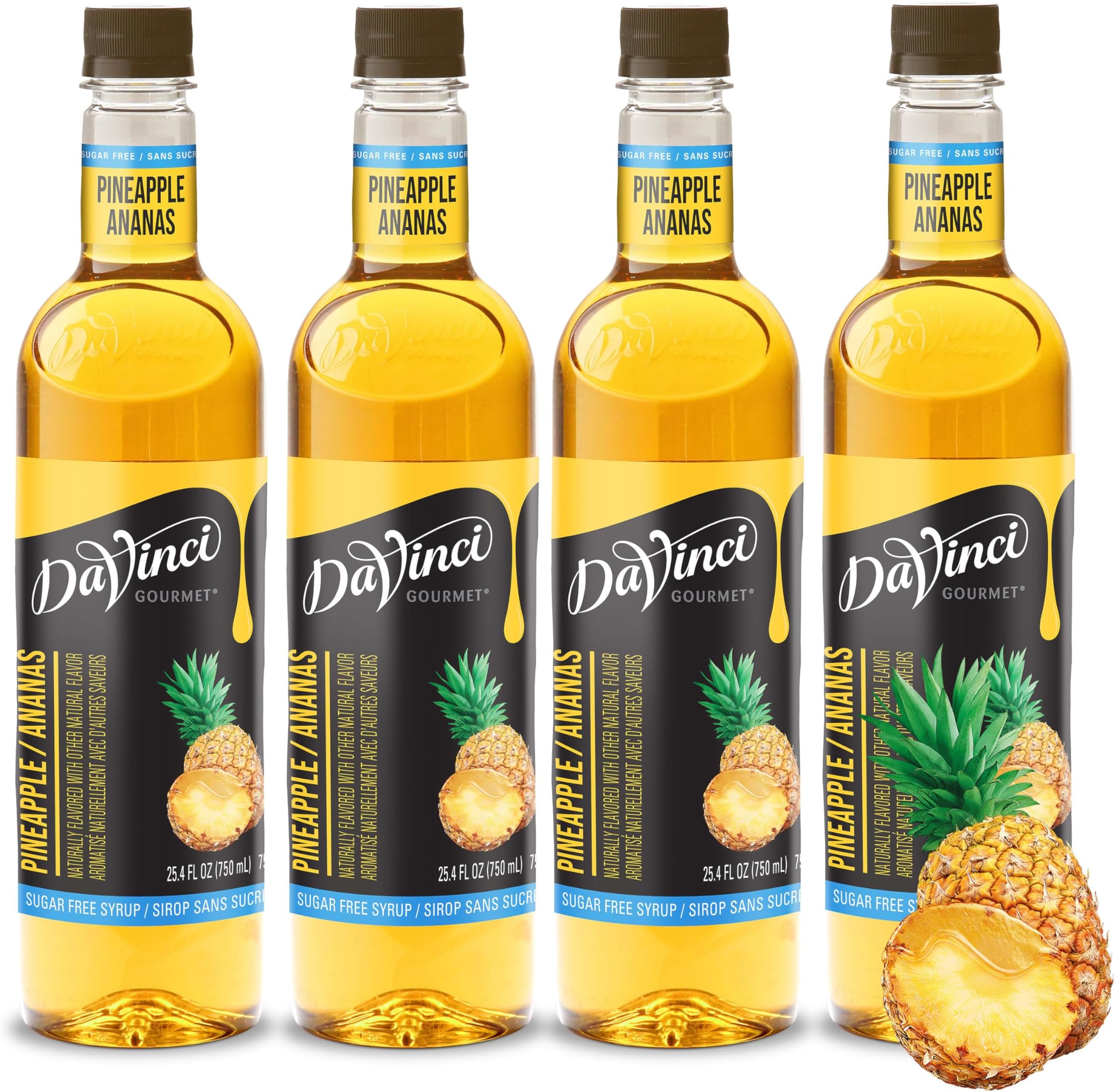DaVinci Gourmet Sugar-Free Pineapple Syrup, 25.4 Ounce (Pack of 4)