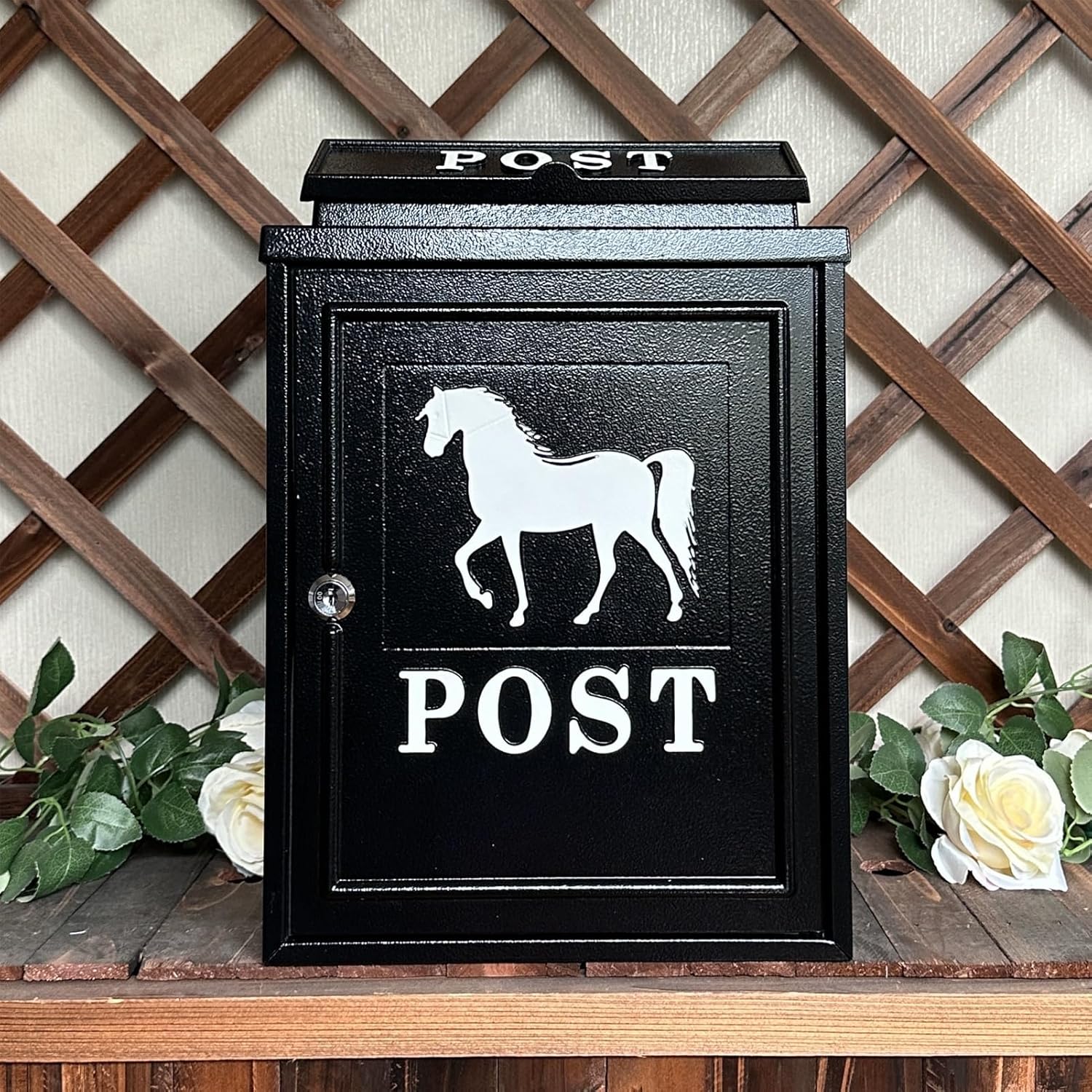 Wall Mount Mailboxes, Weatherproof Mailboxes for Outside, Large Locking Mailbox, Hanging Secure Post Box, Metal Mailbox(White)