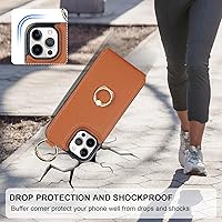 Vista 7 de Folosu Funda tipo cartera para iPhone 12 Pro Max con soporte para tarjetas, soporte de anillo de rotación de 360°, función atril, bloqueo RFID