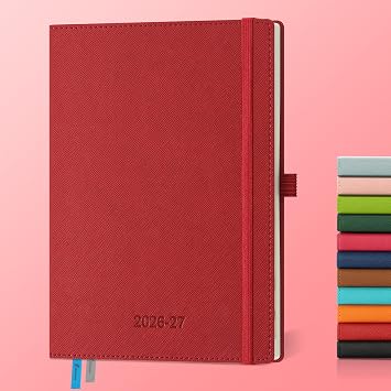 Weekly Monthly 2026-2027 Planner July 26-Dec 27,8.5"x6.5",18 Months Agenda Plan with Month Tabs & Pocket,Expenses/Note Pages, Academic Calendar with Vegan Leather Cover,Red