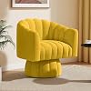 Mid Century 360 Degree Swivel Cuddle Barrel Accent Sofa Chairs, Round Armchairs with Wide Upholstered, Fluffy Velvet Fabric Chair for Living Room, Bedroom, Office, Waiting Rooms, (Yellow)