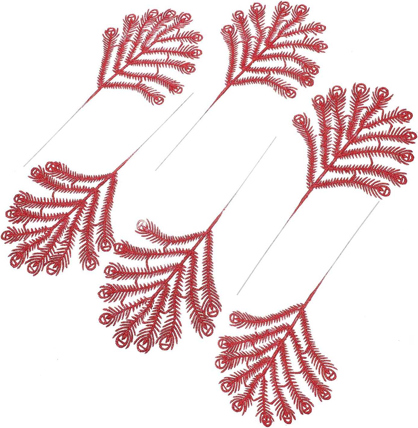 6pcs Glitter Leaf Pendant Decorative Xmas Tree Ornament