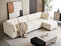 Vista 22 de VANOMi - Sofás seccionales de 6 plazas para sala de estar, sofá modular convertible de 118" en forma de nube, cómodos sofás de chenilla y sofás