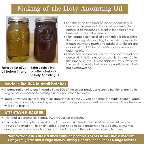 Miniatura 3 de Éxodo 3022-25 Aceite de unción sagrada y sagrada, hecho desde cero con mirra, cálamo, canela, cassia y aceite de oliva, especias de hierbas y