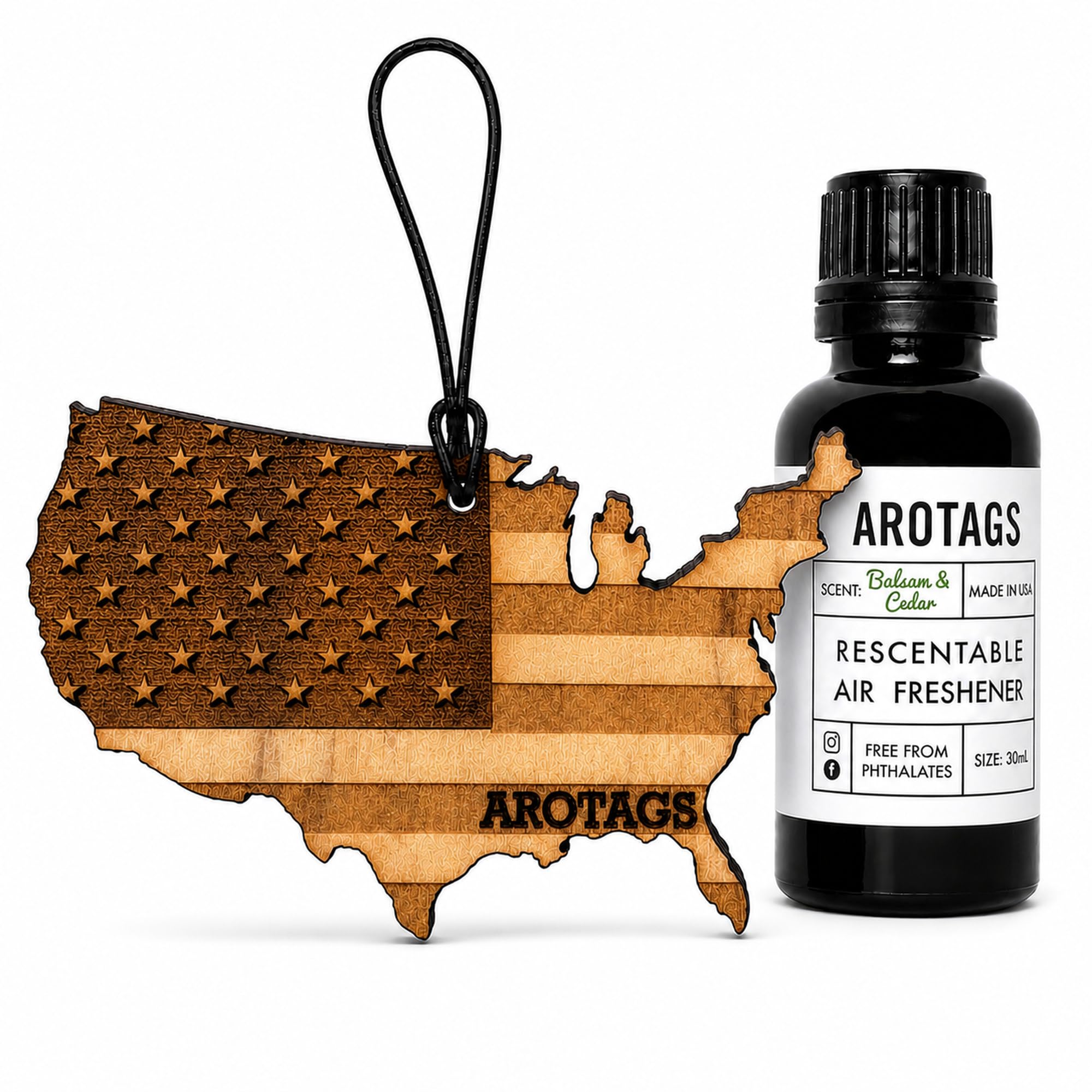 Arotags Wooden Car Air Freshener, Cedar — Flag Kit Reusable