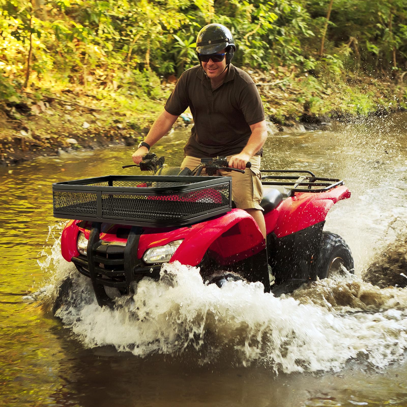 COSTWAY ATV-Frontladekorb, Frontgepäckkorb, Gepäckträgerkorb, ATV/UTV-Zubehör-Aufbewahrungskorb, ATV-Laderaumbox, 92 x 44 x 16,5 cm