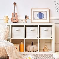 Vista 3 de RUNKA Cestas Cúbicas de Almacenamiento - Paquete de 3 - Cestas Cuadradas de 11 Pulgadas para Closet, Contenedores Tejidos - Ideal para Blanco