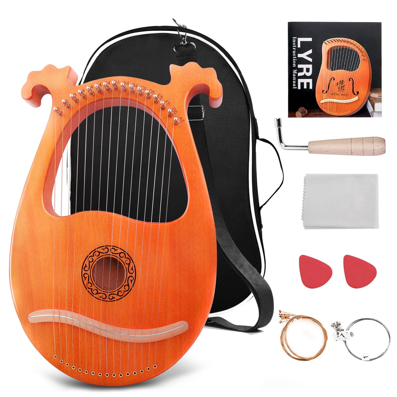 Amazon.com: Shongbluu Lyre Harp,16 Strings Mahogany Lyre