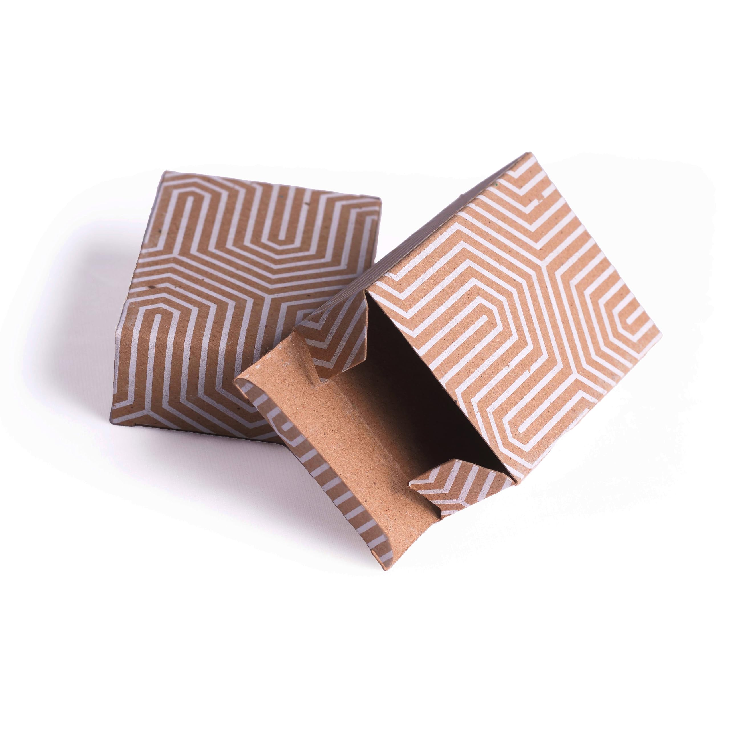 Geometric Pattern Soap Box, Premium Kraft Paper Boxes with White Maze Design, 9 x 6.5 x 3 cm, Decorative Packaging (Pack of 50)-image-22