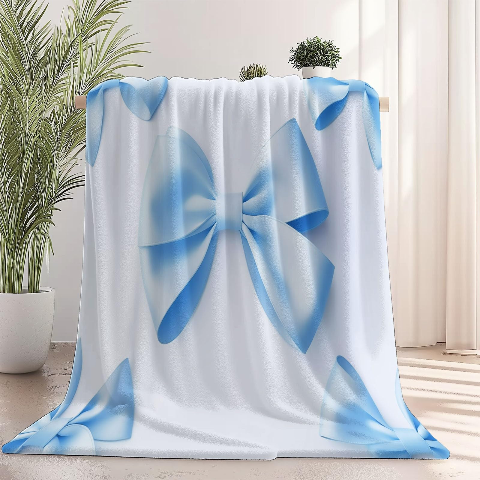 Manta de Franela Súper Suave 200 x 220 cm – Manta Cálida con Estampado de Minimalismo Espacio Arco, Ideal para Sofá Cama o Viaje Azul Claro