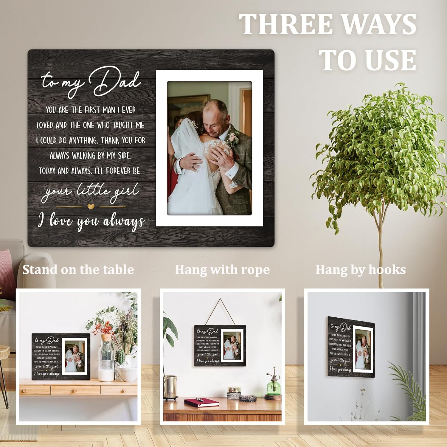 Father of The Bride Gifts from Daughter, Dad & Daughter Picture Frame 10x8 in, Thank You Gift for Dad on My Wedding Day, Wedding Gift for Father of the Bride, for 4x6 in Photo - Image 6