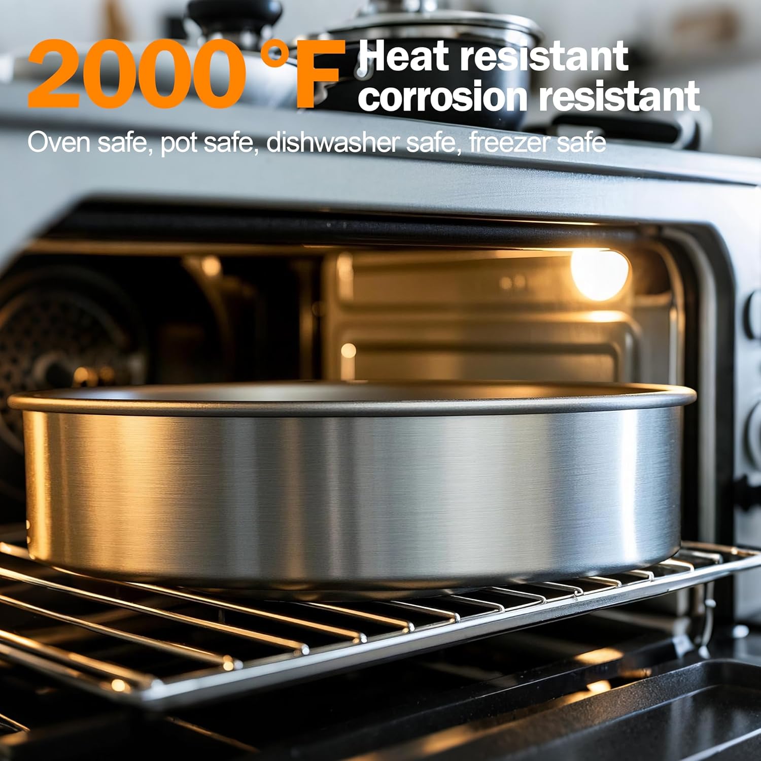 9 Inch Cake Pans Set of 2 with 100 Pieces Parchment Paper, Stainless Steel Round Cake Pans Baking Pan For Layered Cakes, No Coating Smash Cake Pans Mirror Finish Dishwasher Safe Cake Mold - Image 7