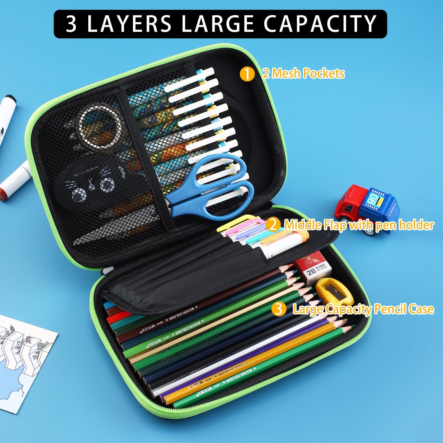 Dinosaur Pencil Case For Kids Cool Pen Box Cute School Supplies Organizer Big Capacity Large Storage Stationery Pouch For Boys Girls Teens Students - Image 3