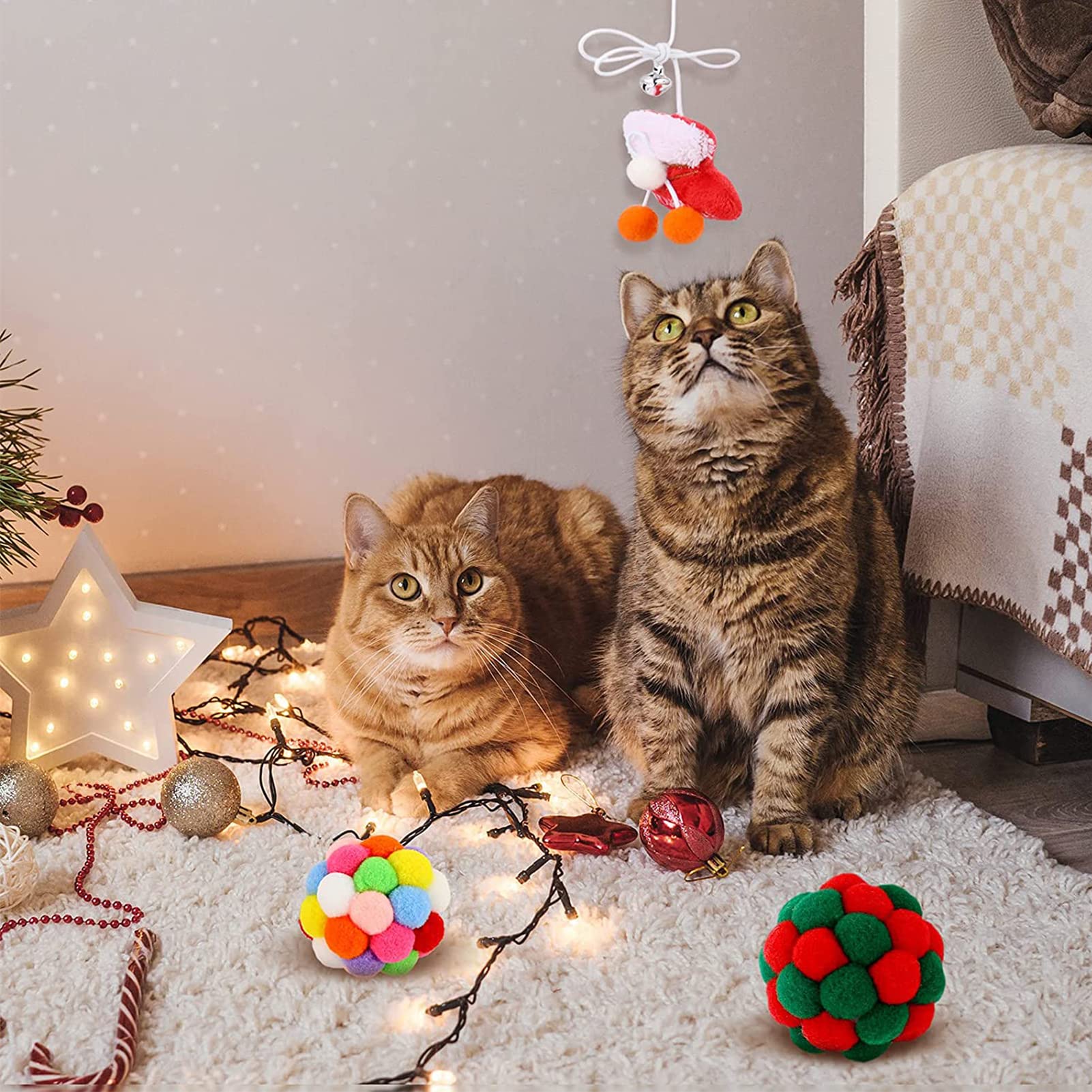 40 Stücke Katzenspielzeug Set Katzentunnel,Katzen Spielzeug Set,Interaktives Katzen Spielzeug