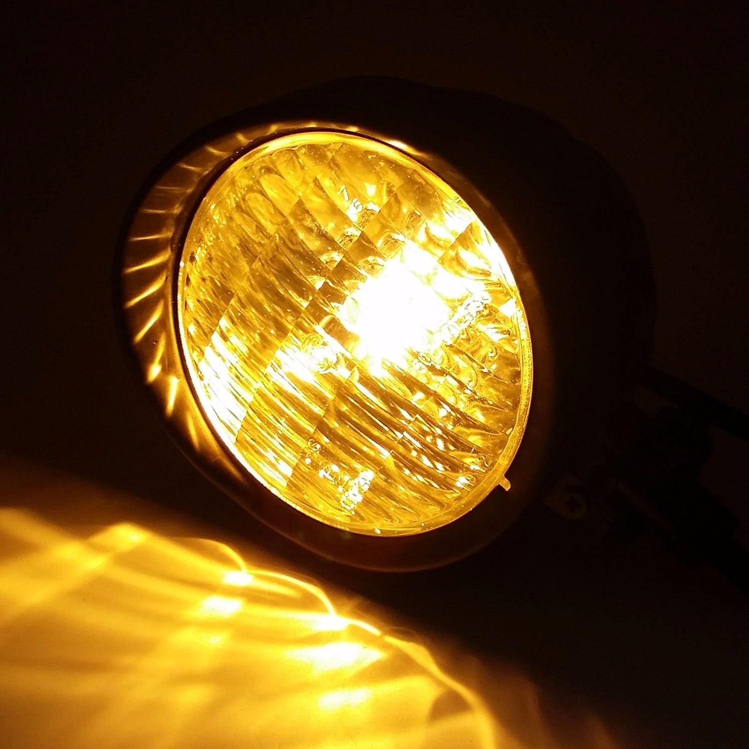 Retro Metal 60W/55W Motorcycle Bullet Head Light Lamp Headlight for Harley Honda Kawasaki Suzuki Yamaha Cruiser Chopper Cafe Racer Bobber (Black/Amber)