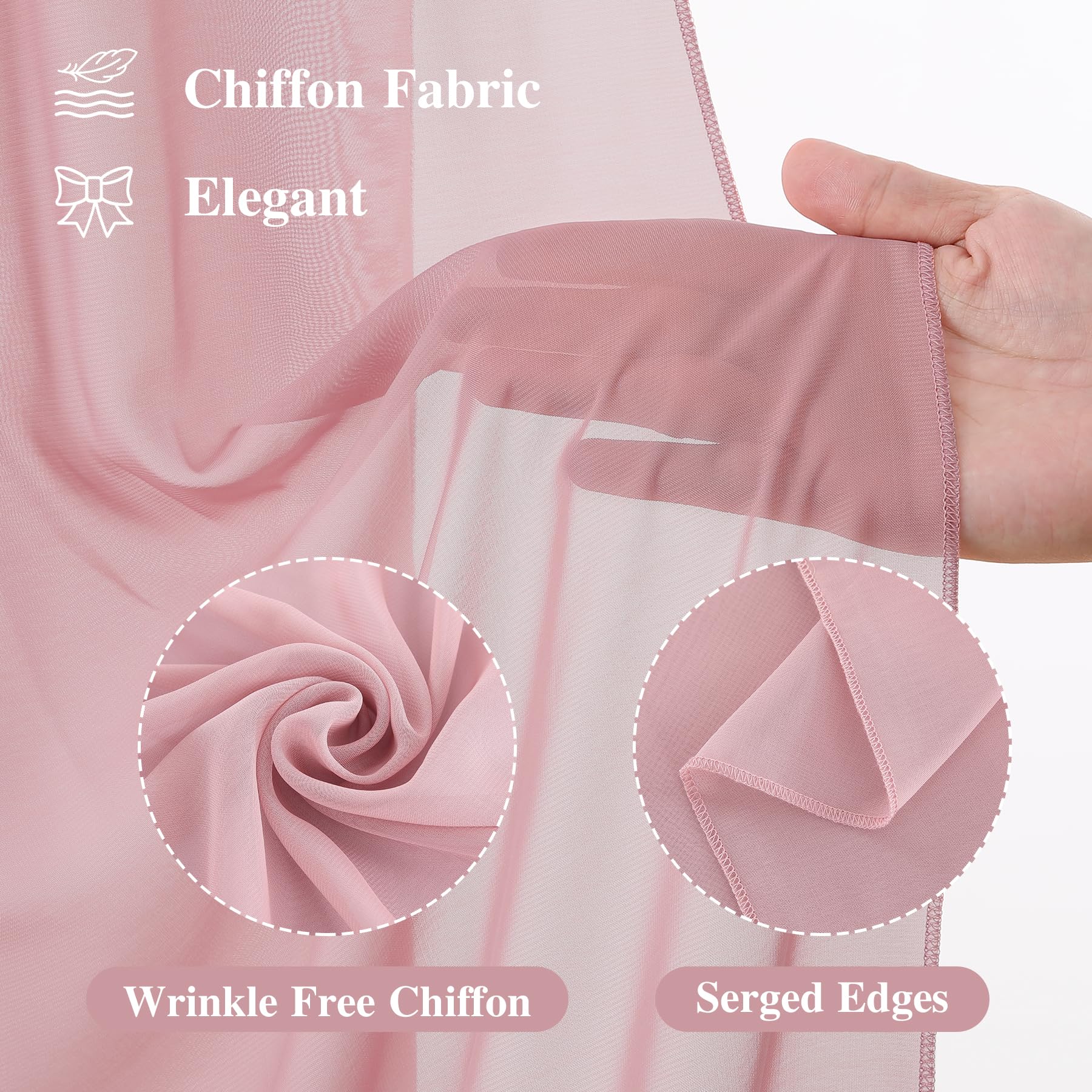 Vorhang für Hochzeitsbögen, 2 Paneele, 4,7 m, durchscheinender Hintergrund, Chiffon-Stoff, Vorhang, Voile, Schals, Drapierpaneele für Hochzeit, Torbogen, Zeremonie, Vorhang, Volant, Party-Dekoration