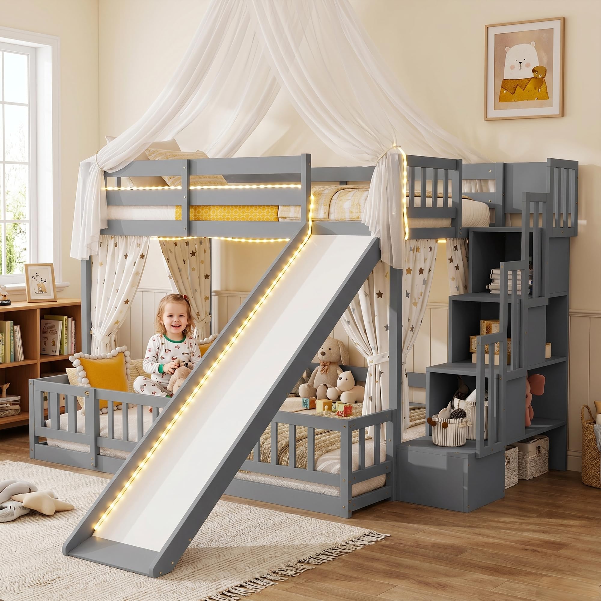 Amazon.com: Duxelifin Twin Over Full Bunk Beds with Slide and