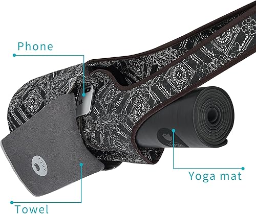 Miniatura 2 de IUGA Bolsa para esterilla de yoga con bolsillo lateral grande y bolsillo interior con cremallera, bolsa de yoga para esterilla, bolsas de yoga y