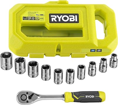 Ryobi - 10 adet set - 9 adet 1/4 inç lokma ve tornavida - RHRS10PC