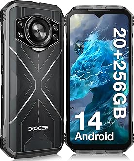 Cyber Rugged Smartphone, Android 14, 10800mAh Battery Rugged Phone, 20GB RAM +256GB ROM, Expandable to 1TB, 6.58” FHD+ IPS, 50MP AI Camera, Dual SIM 4G, Face Unlock, NFC, OTG(Sliver)