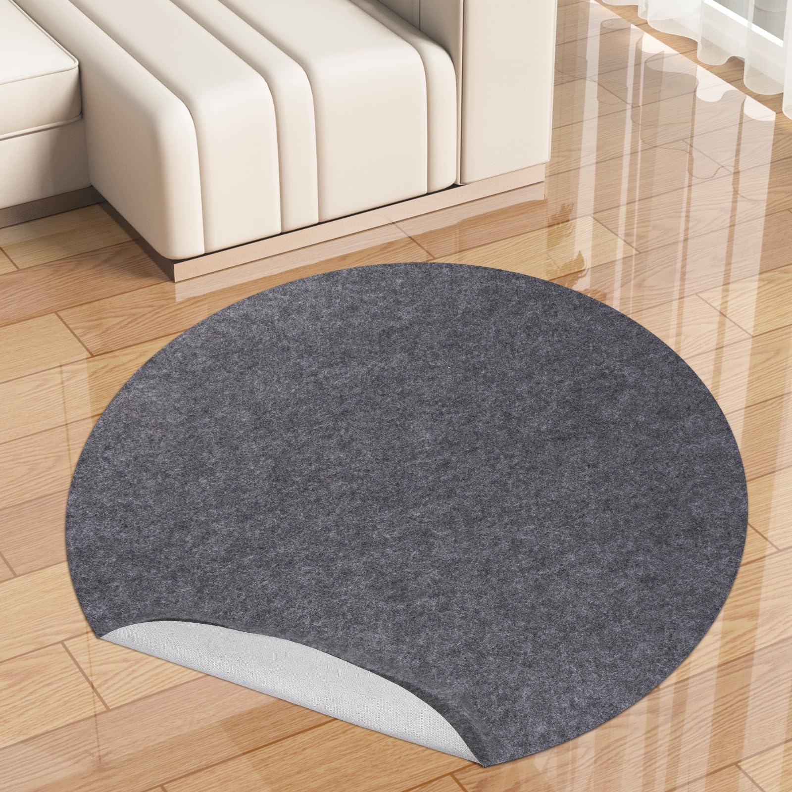 Non-Slip Rug Pads,Round 4 Ft Waterproof Extra Large Area Rugs Non Skid Rug Pad for All Floors and Finishes Durable Hardwood Floor Protective Felt