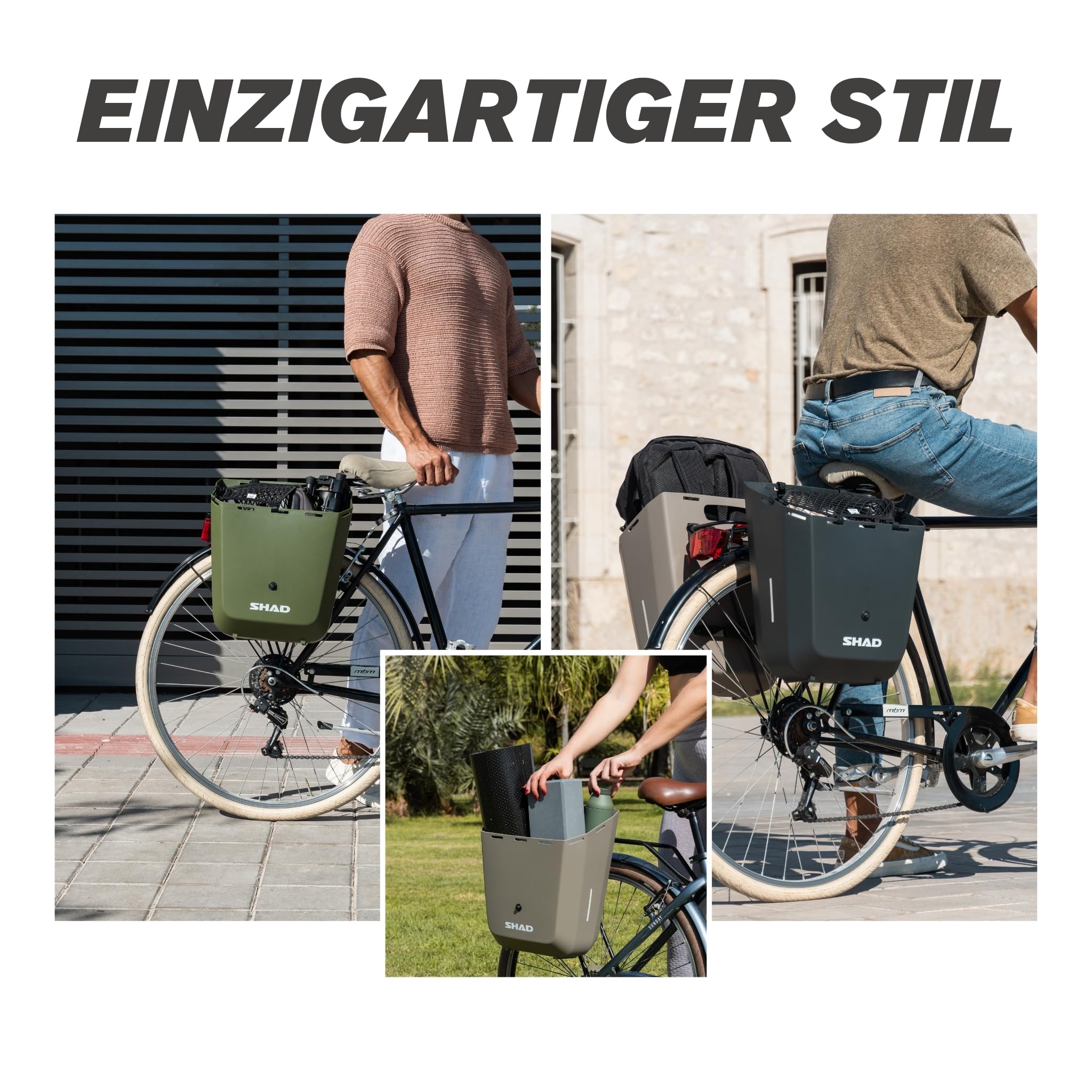 SHAD Bikes Abnehmbarer Fahrradkorb 20L Bike Box Quick Release KLICKfix | Aus Polypropylen, extrem schlagfester Korb, mit KLICKfix-System schnell abnehmbar, für E-Bikes und Cityräder. Grau.